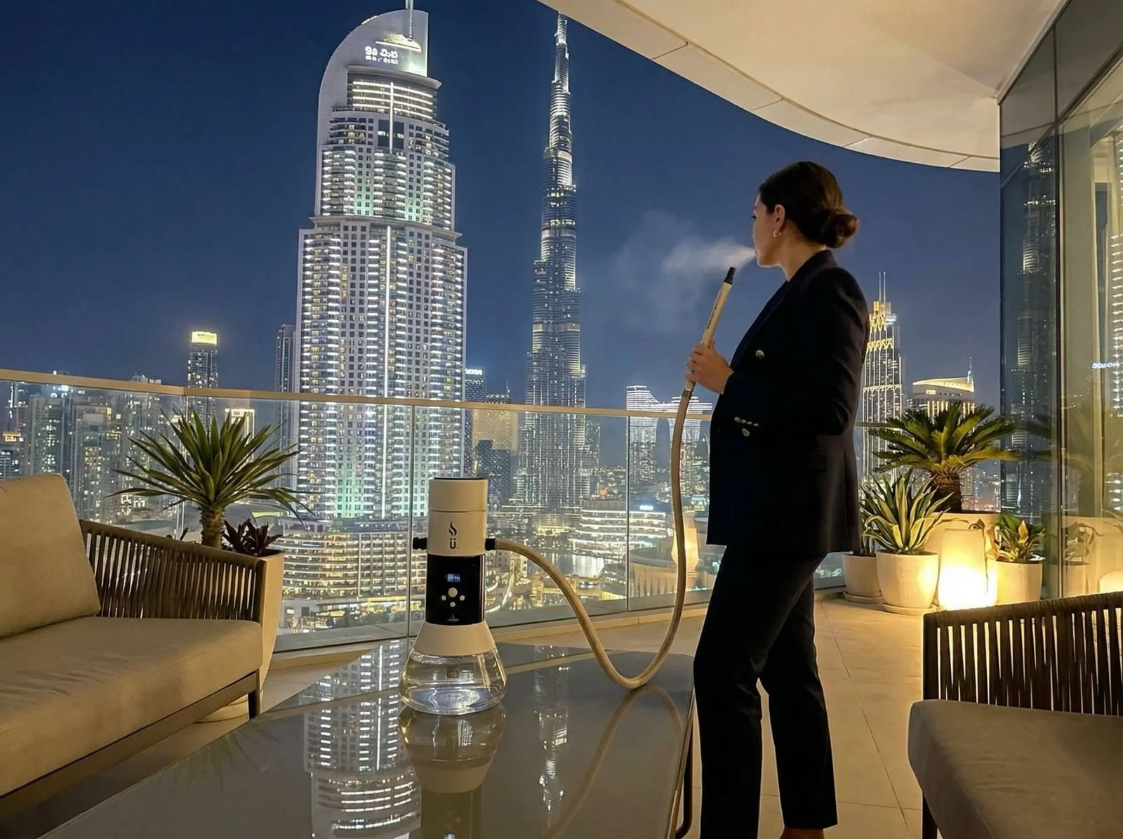 AZUZA hookah table presentation for a premium hookah lounge hospitality experience